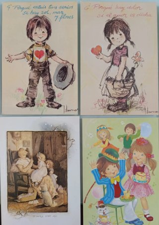 Lote 8 Postales Vintage Ilustradas