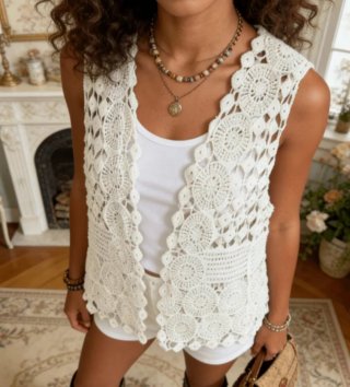 Chaleco Crochet Blanco