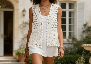 Chaleco Crochet Blanco