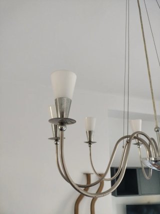 Lampadario moderno cromato 5 luci