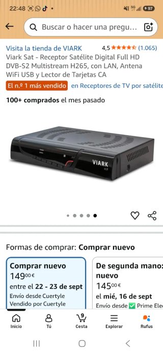 Receptor Viark Sat TV Satélite