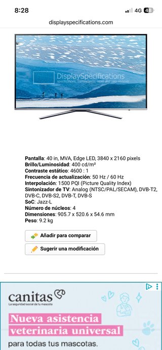 Samsung TV 43'' Negra y Plateada