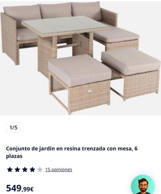 Conjunto jardín resina 6 plazas