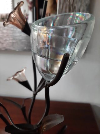 Castiçal decorativo floral metal