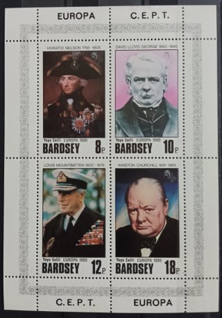 Hoja de Sellos Europa C.E.P.T. 1980 (ISLA BARDSEY)