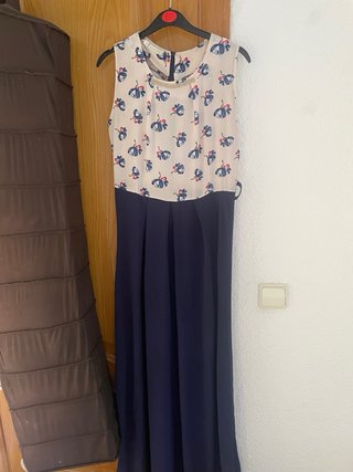 Vestido fiesta blanco y azul