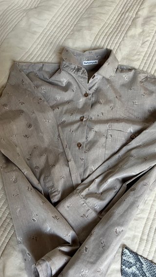 Camisa Burberrys Beige Bordada Talla 42