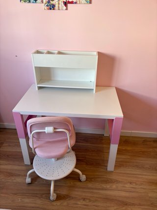 Scrivania per bambini bianco e rosa
