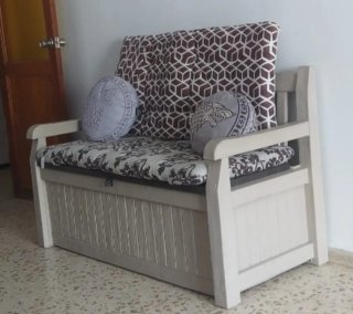 Banco arcón resina beige y marrón