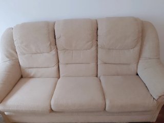 Sofá de tela beige 3 plazas