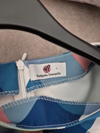 Vestido rombos manga larga con cinturón
