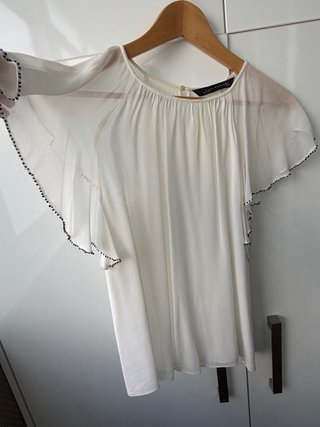 Blusa Zara Talla S. Manga Abablorios Doble Capa