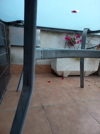 Mesa de terraza cristal y metal