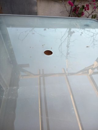 Mesa de terraza cristal y metal