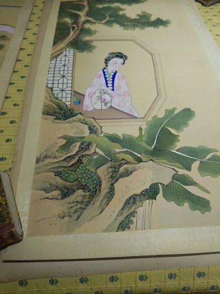 Pintura China Antigua Seda Papel
