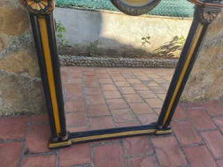 Espejo Grande Madera Negro y Dorado