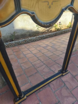 Espejo Grande Madera Negro y Dorado