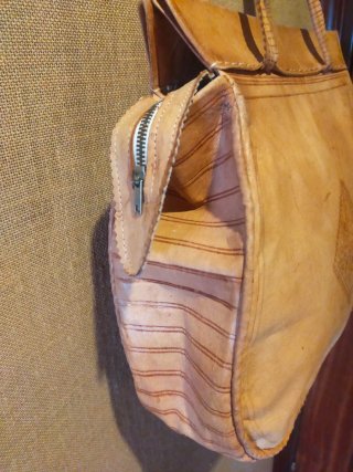 Bolso Cuero Artesanal Beige/Marrón
