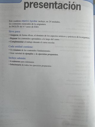 Libro aprobar Inglés, 4 ESO con ejercicios repaso