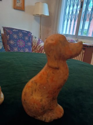 Pareja Figuras Papel Maché Años 80 perro y Gato