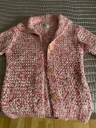 Chaqueta de punto mujer roja y blanca