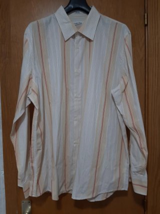 Camisa Calvin Klein Rayas Hombre Amarilla Blanca