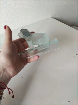 Figuras de perro y cisne de cristal
