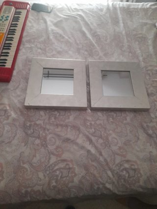 Set 2 Specchi Quadrati in Legno Beige