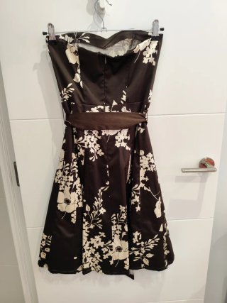 Vestido Blanco flores raso T.36