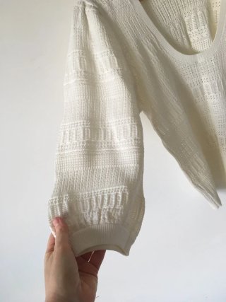 Mango Jersey Blanco Punto Calado Manga Abullonada
