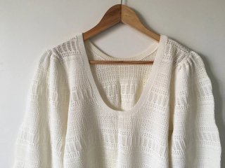 Mango Jersey Blanco Punto Calado Manga Abullonada