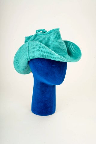 Cappello cowboy handmade,  cotone turchese