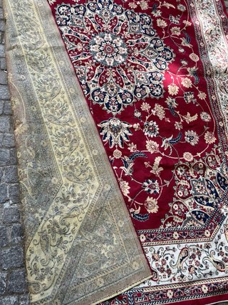 Tappeto Viscosa Rosso e Beige 235x160 nuovo