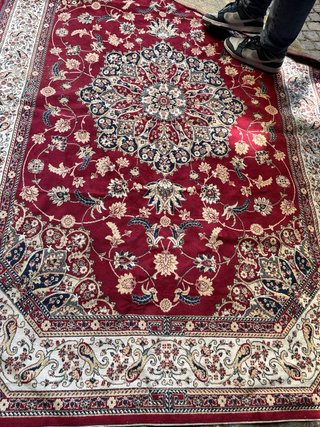 Tappeto Viscosa Rosso e Beige 235x160 nuovo