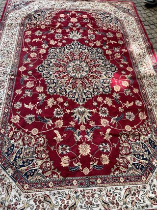 Tappeto Viscosa Rosso e Beige 235x160 nuovo