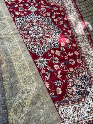 Tappeto Viscosa Rosso e Beige 235x160 nuovo