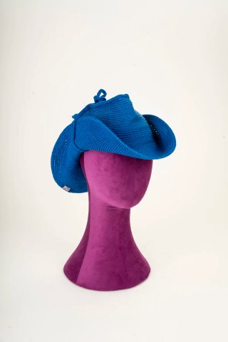 Cappello cowboy uncinetto cotone bluette