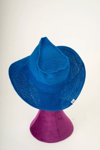 Cappello cowboy uncinetto cotone bluette
