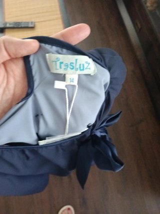 Vestido azul niña con lazos, Talla 14