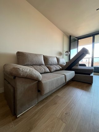 Divano Chaise Longue Grigio Nuovo con Cassetto
