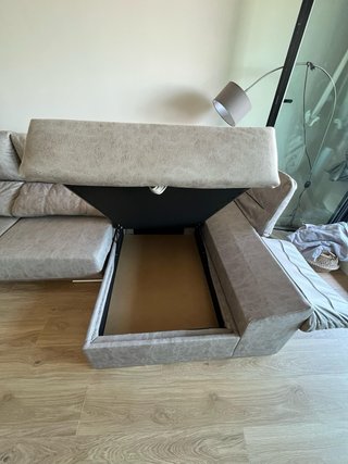 Divano Chaise Longue Grigio Nuovo con Cassetto