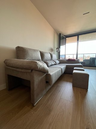 Divano Chaise Longue Grigio Nuovo con Cassetto