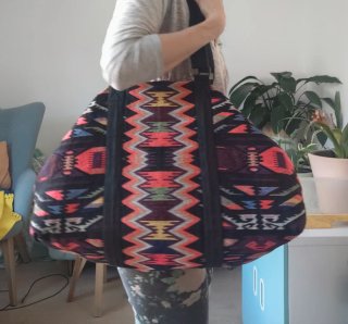 Bolso de tela bordado estampado étnico