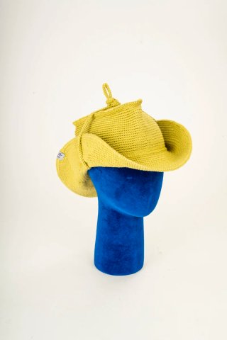 Cappello cowboy cotone giallo fatto a mano