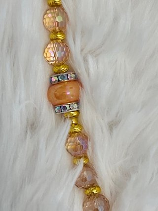 Rosario Cristal Naranja Corazón ámbar y Cruz