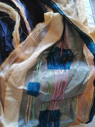 Vestido Medieval Mujer Beige/Azul