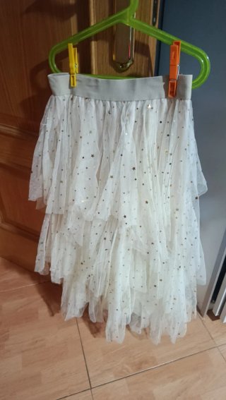 Falda tutú con lentejuelas doradas. Talla única