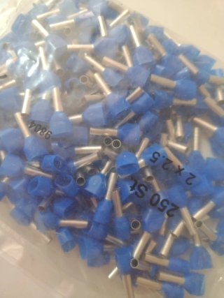 250 Puntalini isolati doppi 2x2,5mmq Blu
