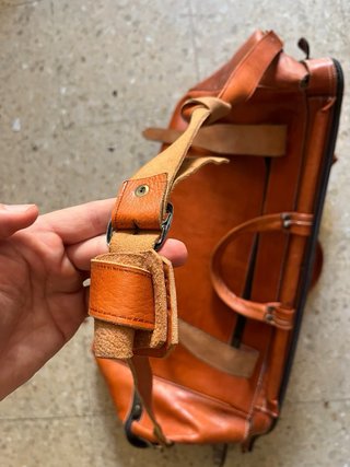 Bolsa de viaje de cuero marrón/naranja