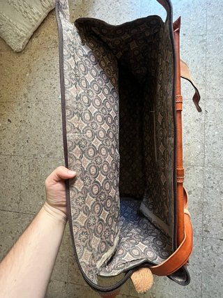 Bolsa de viaje de cuero marrón/naranja